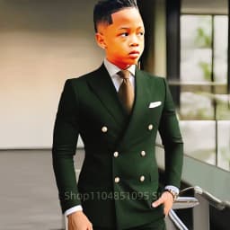 Fashion Two-piece Boys Suit Green Peak Lapel Blazer Jacket Pants 2-18 Years Kid Wedding Tuxedo Party Prom Elegant Child Clothes
