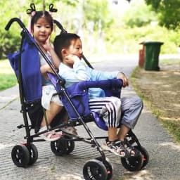 New Front and Rear Seat Twin Stroller Removable and Washable Lightweight Foldable Two-seater Stroller Double Baby Carriage