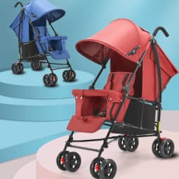 New Front and Rear Seat Twin Stroller Removable and Washable Lightweight Foldable Two-seater Stroller Double Baby Carriage
