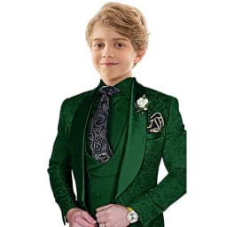 Txjojn Jacquard Boys Suit Set 3 Pieces Wedding Ring Bearer Outfit Handsome Shawl Lapel Child Tuxedo Stage Performance Outfit