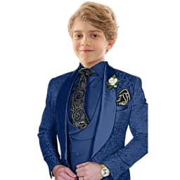Txjojn Jacquard Boys Suit Set 3 Pieces Wedding Ring Bearer Outfit Handsome Shawl Lapel Child Tuxedo Stage Performance Outfit