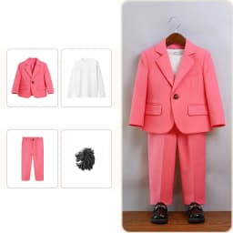 Boys Summer Khaki Pink Photography Suit Gentleman Kids Breathable Jacket Pants Ceremony Costume Children Silm Fit Wedding Dress
