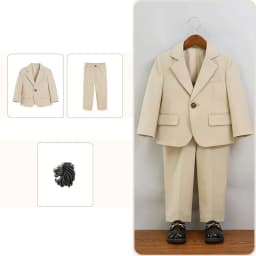 Boys Summer Khaki Pink Photography Suit Gentleman Kids Breathable Jacket Pants Ceremony Costume Children Silm Fit Wedding Dress