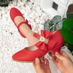 2025 Spring Girls Party Dresses Shoes Elegant Bowknot Catwalk Children High Heels Fashion Kids Princess Wedding Leather Shoes