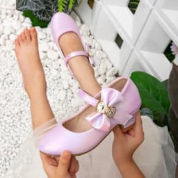 2025 Spring Girls Party Dresses Shoes Elegant Bowknot Catwalk Children High Heels Fashion Kids Princess Wedding Leather Shoes