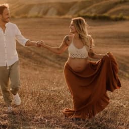 Bohemian Photo Shooting Pregnancy Dress Simple Knitted Camisole Vest&Orange Linen Cotton Skirt Maternity Dresses For Photo Shoot