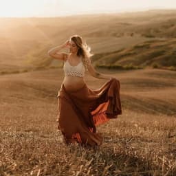 Bohemian Photo Shooting Pregnancy Dress Simple Knitted Camisole Vest&Orange Linen Cotton Skirt Maternity Dresses For Photo Shoot