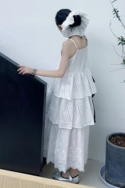 2025 summer white big girl dress child Korean suspender skirt junior kids western-style cake skirt teen Princess Dresses 130-180