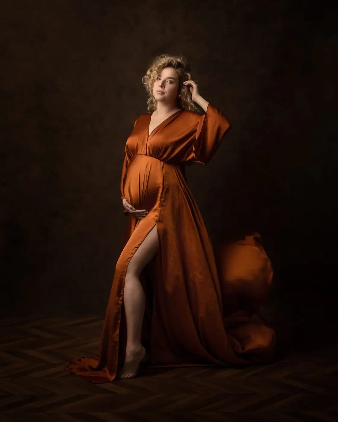 Boho Maternity Photography Props V Neck Dresses Free Size Adjustable Soft Pregnancy Photo Shoot Sides Slit For Baby Shower