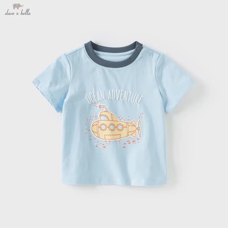 Dave Bella Boys Summer T-shirt Casual Short Sleeve Tops Children Cartoon Printed Cotton T-shirt Casual Kids Clothes DB2250239