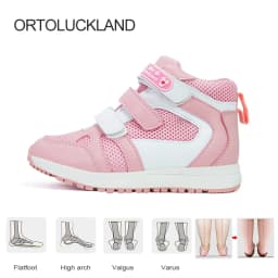 Ortoluckland Girls Shoes Boys Kids Orthopedic Mesh Sneakers Children Sporty Leather Boots With Arch Support Insole 4to 12Years