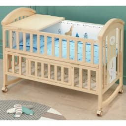 2025 New Height-adjustable Solid Wood Crib, Removable, with Diaper Changing Table and Mosquito Net, Multifunctional Crib