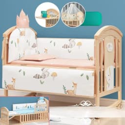 2025 New Height-adjustable Solid Wood Crib, Removable, with Diaper Changing Table and Mosquito Net, Multifunctional Crib