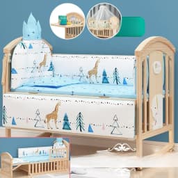 2025 New Height-adjustable Solid Wood Crib, Removable, with Diaper Changing Table and Mosquito Net, Multifunctional Crib