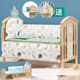2025 New Height-adjustable Solid Wood Crib, Removable, with Diaper Changing Table and Mosquito Net, Multifunctional Crib
