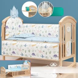 2025 New Height-adjustable Solid Wood Crib, Removable, with Diaper Changing Table and Mosquito Net, Multifunctional Crib