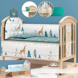 2025 New Height-adjustable Solid Wood Crib, Removable, with Diaper Changing Table and Mosquito Net, Multifunctional Crib
