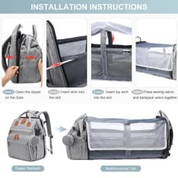3 In 1 Diaper Bag Backpack Foldable Baby Bed Waterproof Travel Bag with USB Charge Nappy Stroller Bag with Changing Bed 3 Types