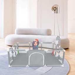 Baby Playpen, Large Portable Play Yard for Toddlers, Sturdy Safety Fence, 50 Balls, 4 Rings, 8 Suction Cups, Indoor and Outdoor Baby Playpen