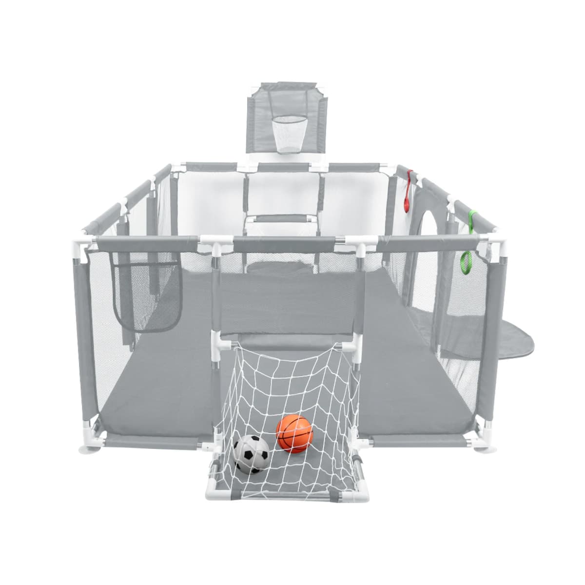 Baby Playpen, Large Portable Play Yard for Toddlers, Sturdy Safety Fence, 50 Balls, 4 Rings, 8 Suction Cups, Indoor and Outdoor Baby Playpen