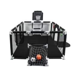 Baby Playpen, Large Portable Play Yard for Toddlers, Sturdy Safety Fence, 50 Balls, 4 Rings, 8 Suction Cups, Indoor and Outdoor Baby Playpen
