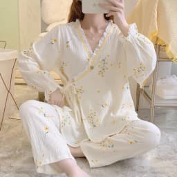 Cotton Gauze Maternity Robe Thin Kimono Nursing Pajamas for Pregnancy Postpartum Breastfeeding Home Wear Spring Autumn Summer