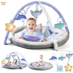 Foldable Baby Playmats and Gyms Safe Playpen-Style Baby Activity Gym with Pillow and Toys Removable Padding Thick Breathable Baby Play Mat Early Learning Gym Floor Mats with Foldable Storage for Newborns 0-36M