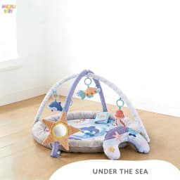 Foldable Baby Playmats and Gyms Safe Playpen-Style Baby Activity Gym with Pillow and Toys Removable Padding Thick Breathable Baby Play Mat Early Learning Gym Floor Mats with Foldable Storage for Newborns 0-36M