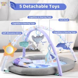 Foldable Baby Playmats and Gyms Safe Playpen-Style Baby Activity Gym with Pillow and Toys Removable Padding Thick Breathable Baby Play Mat Early Learning Gym Floor Mats with Foldable Storage for Newborns 0-36M