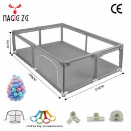 Baby Fence Baby Playpen Playpen for Baby Baby Playground Baby Play Yard Baby Activity Fence Playpen for Children Kids Safety Fence Kids Ball Pool Indoor Playground Play Zone Baby Park, Large 66CM High Mesh Steel Frame Zipper Entry Padded Corners