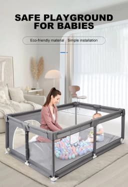 Baby Fence Baby Playpen Playpen for Baby Baby Playground Baby Play Yard Baby Activity Fence Playpen for Children Kids Safety Fence Kids Ball Pool Indoor Playground Play Zone Baby Park, Large 66CM High Mesh Steel Frame Zipper Entry Padded Corners