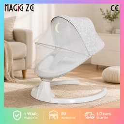 Electric Baby Rocker Smart Bouncer and Infant Swing with Bluetooth Music, Automatic 5-Speed Motion Soothing Sleep Pod, Bionic Ergonomic Newborn Cradle Seat with Foldable Mosquito Net Blackout Canopy and Hanging Plush Toys