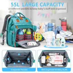 Baby Diaper Bags with Changing Station, Waterproof Large Capacity Diaper Bag Backpack for Moms Dads with USB Charging Port and Stroller Straps, Baby Shower Gifts ,Pink,Green,Blue