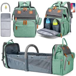 Baby Diaper Bags with Changing Station, Waterproof Large Capacity Diaper Bag Backpack for Moms Dads with USB Charging Port and Stroller Straps, Baby Shower Gifts ,Pink,Green,Blue