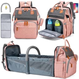Baby Diaper Bags with Changing Station, Waterproof Large Capacity Diaper Bag Backpack for Moms Dads with USB Charging Port and Stroller Straps, Baby Shower Gifts ,Pink,Green,Blue