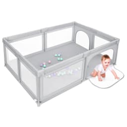 Baby Playpen, Indoor and Outdoor Playpen, Baby Play Area Including 50 Ocean Balls, Light Grey/Dark Grey/Green/Black, 120X120X66Cm/180X120X66Cm/205X147X66Cm
