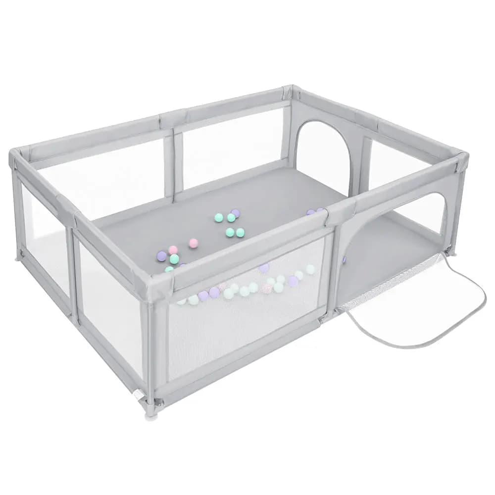 Baby Playpen, Indoor and Outdoor Playpen, Baby Play Area Including 50 Ocean Balls, Light Grey/Dark Grey/Green/Black, 120X120X66Cm/180X120X66Cm/205X147X66Cm