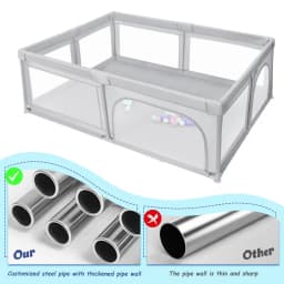 Baby Playpen, Indoor and Outdoor Playpen, Baby Play Area Including 50 Ocean Balls, Light Grey/Dark Grey/Green/Black, 120X120X66Cm/180X120X66Cm/205X147X66Cm