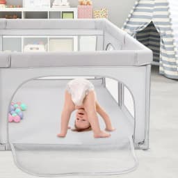 Baby Playpen, Indoor and Outdoor Playpen, Baby Play Area Including 50 Ocean Balls, Light Grey/Dark Grey/Green/Black, 120X120X66Cm/180X120X66Cm/205X147X66Cm