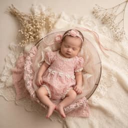 Newborn Photography Props Girl Pink Lace Romper Infant Photoshoot Outfit Vintage Princess Baby Bodysuit Studio Clothes