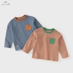Dave Bella T-shirt for Children Spring Autumn Pullover Striped Pure Cotton Girls Boys Bottom Top Casual Fashion Soft DB3262574