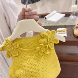 Children's Summer Princess Set Lemon Yellow Flower Knitted Vest Gauze Dress TUTU Skirt Girls' Outfit