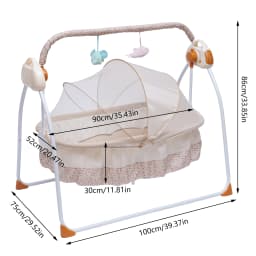 Music Infant Cradle Rocker, Electric Baby Cradle Swing,  5 Gears Swing Amplitude, Remote Control Baby Rocking Crib fit 0-18 Months