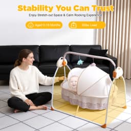 Music Infant Cradle Rocker, Electric Baby Cradle Swing,  5 Gears Swing Amplitude, Remote Control Baby Rocking Crib fit 0-18 Months