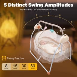 Music Infant Cradle Rocker, Electric Baby Cradle Swing,  5 Gears Swing Amplitude, Remote Control Baby Rocking Crib fit 0-18 Months