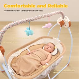 Music Infant Cradle Rocker, Electric Baby Cradle Swing,  5 Gears Swing Amplitude, Remote Control Baby Rocking Crib fit 0-18 Months