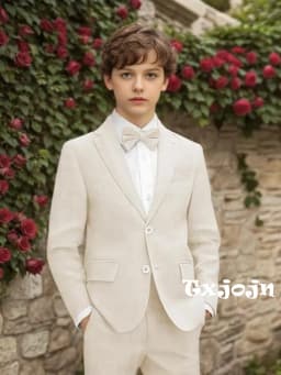 Summer Linen Boys Suits 2 Pieces Jacket Pants Beach Wedding Sets Notched Lapel Breathable Tuxedo Performance Outfit Plus Size