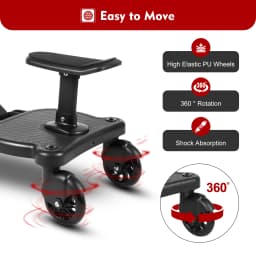 2-in-1 Ride-On Buggy Attachment, Adjustable Stroller Board 55lb Load Capacity Stroller Platform for Shopping Walks with Kids