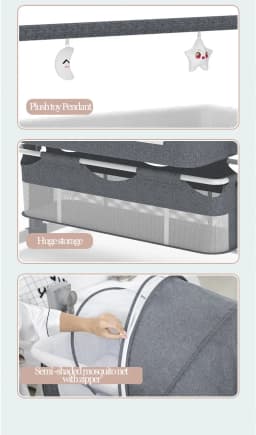 Electric Baby Crib Bassinet Cradle Bluetooth Music Timer with Automatic Swing Remote Control Foldable Design Breathable Mesh Sides Soft Mattress Stable Frame Safe Sleeping Bed for Newborn Infant Home Use and Travel Comfort Baby Cots for Newborns