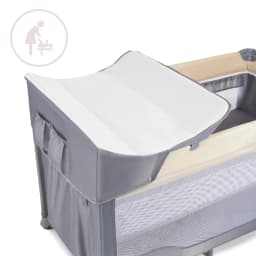 Moby-System Travel Cot Huxley Baby Playpen with Changing Table 2 Levels with Mosquito Net Canopy Foldable 0-36m